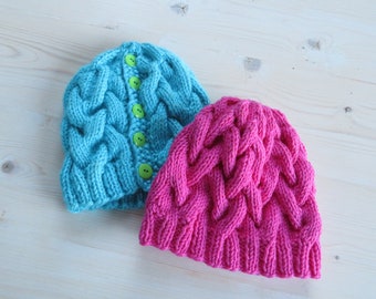 Cozy Cables ponytail hat knitting, messy bun beanie knitting pattern, cabled hat knitting pattern, ponytail hat knitting pattern, toque