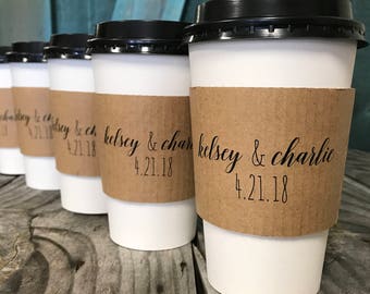 Personalized Natural Kraft Coffee Sleeves – Custom Text & Graphic, Font Choice