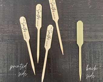 Personalized Bamboo Pointed Picks - Cheese - Cupcakes - Martinis - Cocktails - Custom Text or Graphic - FREE U. S. SHIPPING