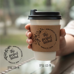 Personalized Brown or White Coffee Sleeves or Sleeves Cups Lids - Optional Stirrers - Your Design Choice/Customization - Not Rubber Stamped