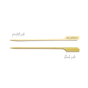 Bamboo Allergy Pointed Picks Markers - Allergy - Dairy - Gluten - Nut - Egg - Printed in Black Ink - Quick Ship - Two Sizes Available