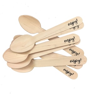 Pick your Phrase Wooden Utensils Available in Three Sizes - Choose Your Standard Phrase - Birthday Graduation Wedding - FREE U. S. SHIPPING