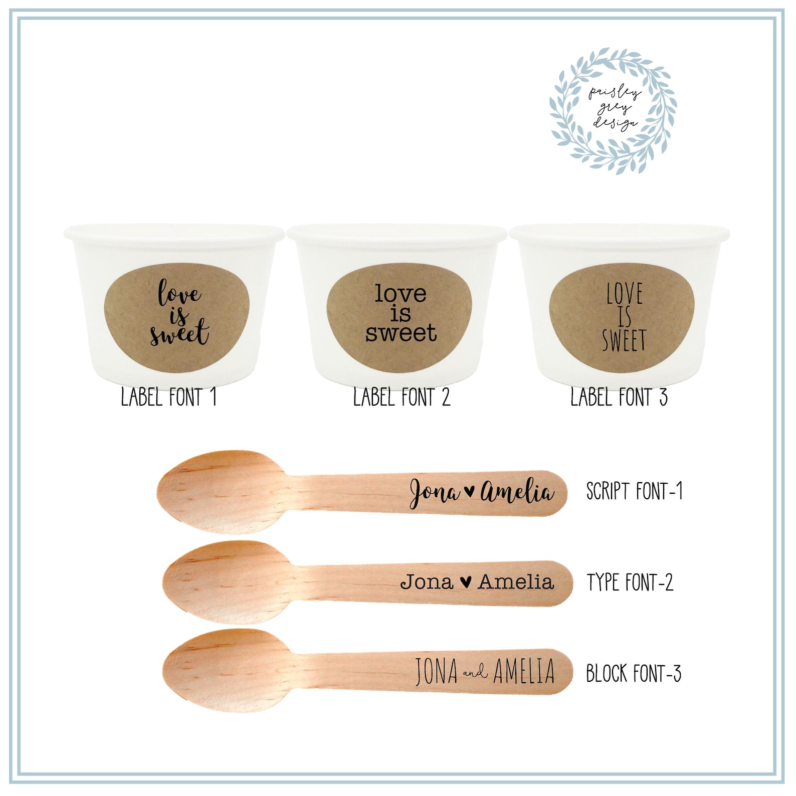Spoon Label 8 Ounce White Ice Cream Cup, Wooden Spoon and Recycled Brown Kraft ...