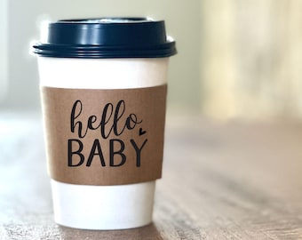 Natural Brown Kraft Coffee Sleeves - Baby is Brewing and Other Designs - Not Custom - FREE U. S. SHIPPING