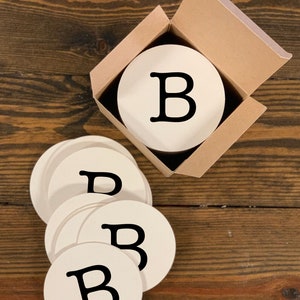 Coaster Gift Set - Heavy Pulpboard (2mm THICK) Custom Disposable Paper Coasters - Choose Your Initial and Style