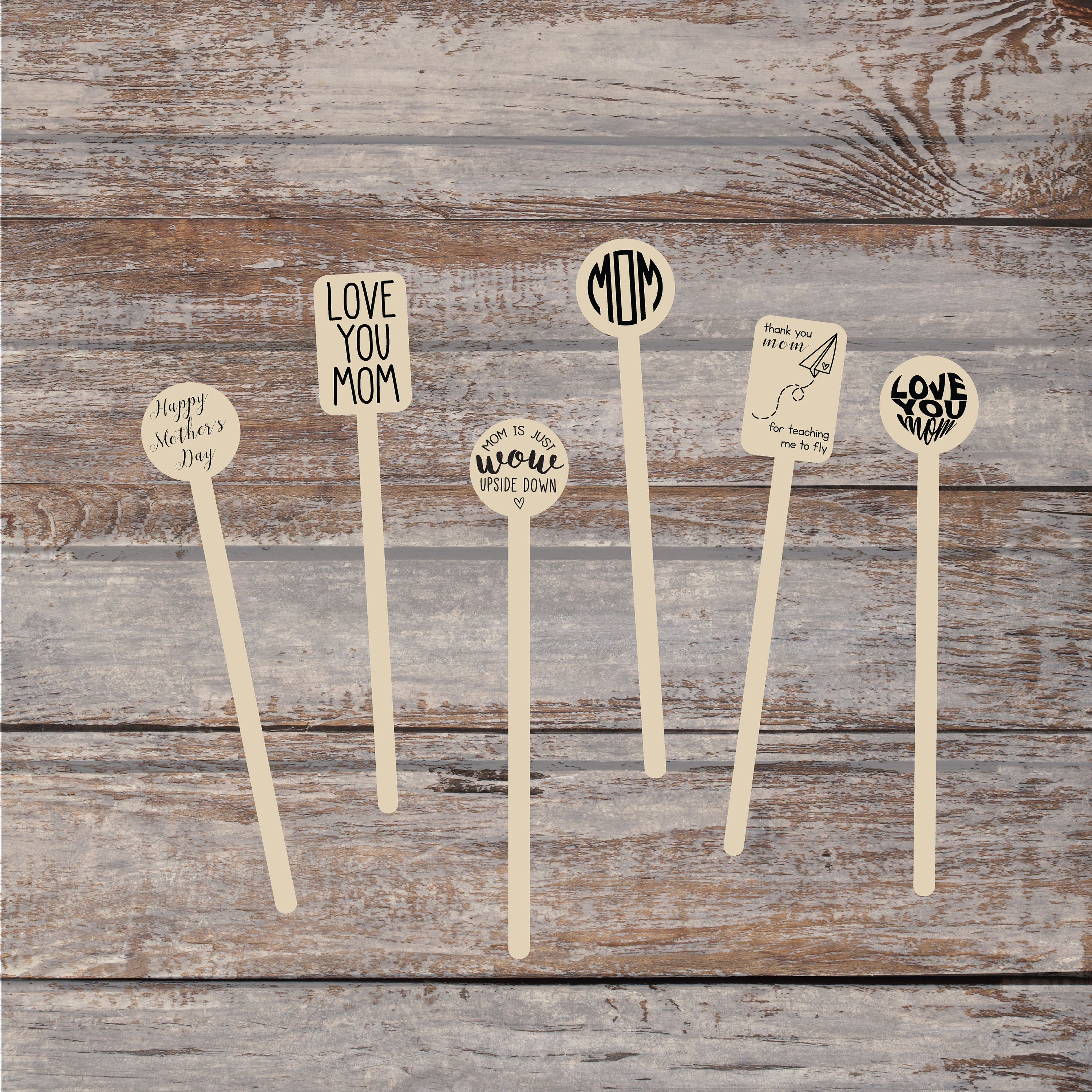 SHIPPING FREE U S Cupcake Picks Baby Designs Wooden Drink Stirrers- Wood Coffee Stir Sticks