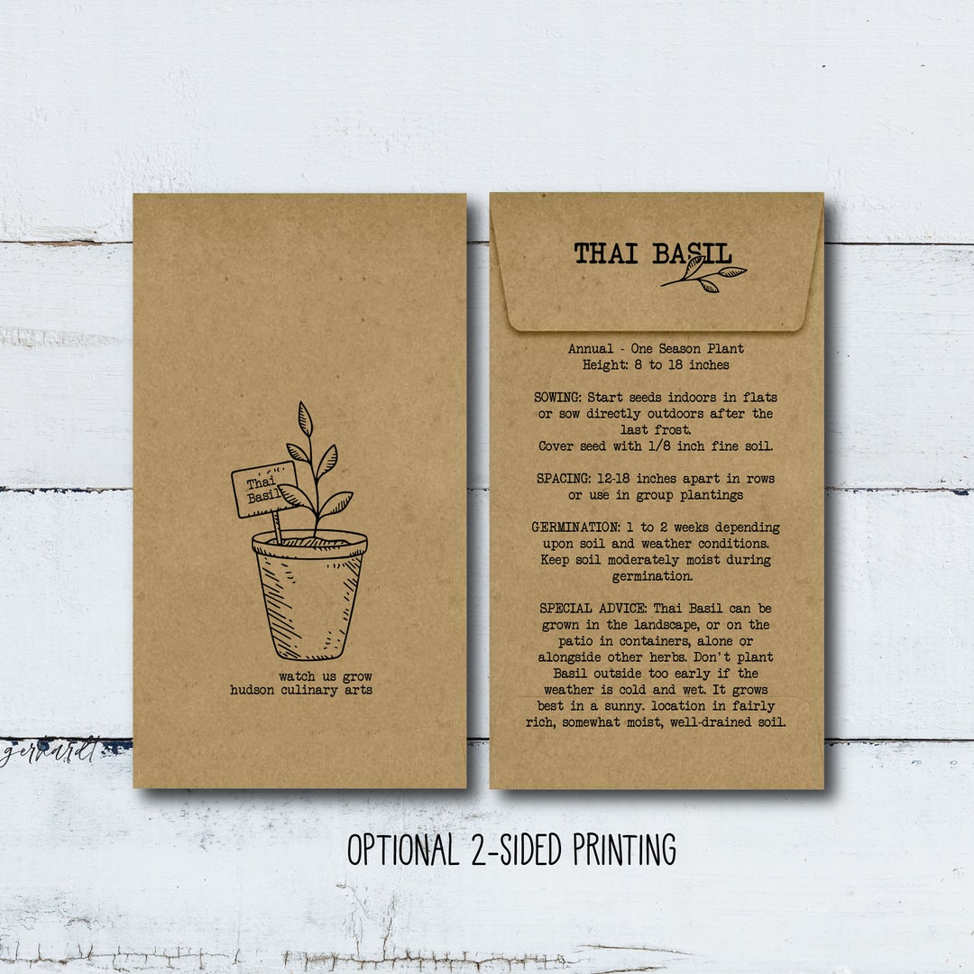 Custom Two-sided Print 100% Recycled Brown Kraft Seed Packets - Etsy