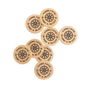 Custom Natural Wood Personalized Printed Wooden Magnets 2 Inch GeoCache Coins Wooden Nickels Round or Square Poker Chips image 3