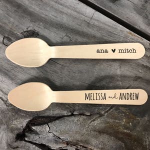 Personalized Wooden Utensils – Custom Text Logo for Wedding, Party, Barbecue