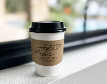 Personalized Coffee Sleeves or Sleeves Cups Lids - Optional Stirrers - Custom Text or Graphic - Font Choice - FREE U. S. SHIPPING