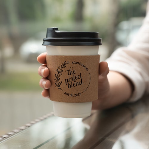 NEW Personalized Natural Brown Kraft Coffee Sleeves White - Etsy