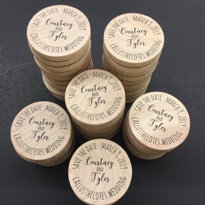 Custom Natural Wood Personalized Printed Wooden Magnets 2 Inch GeoCache Coins Wooden Nickels Round or Square Poker Chips image 6