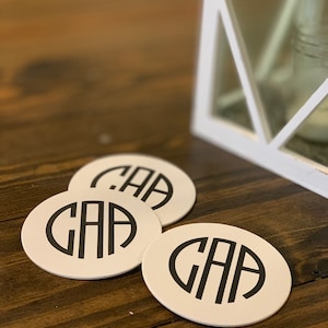 Personalized Heavy Pulpboard (2mm THICK) Custom Disposable Paper Coasters - Monogram - Your Font Choice