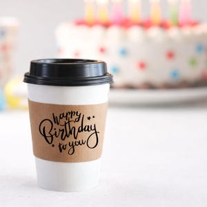 Bustine per caffè Happy Birthday - Kraft marrone o bianco, personalizzabili