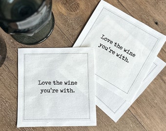 Printed Single Use Beautiful Cotton Cocktail Napkins Set of 40 - Wine Phrase Combination - FREE U. S. SHIPPING