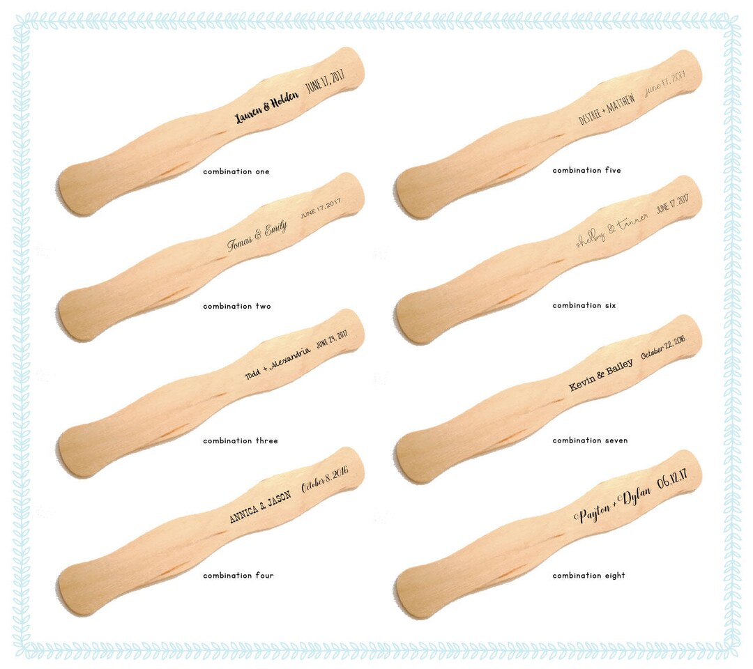 Personalized Wooden Fan Handles Custom Text or Graphic Font Choice FREE