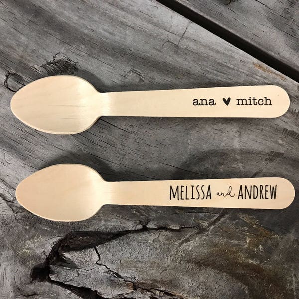 Personalized Wooden Utensils Available in Three Sizes - Custom Text or Graphic - Font Choice - FREE U. S. SHIPPING