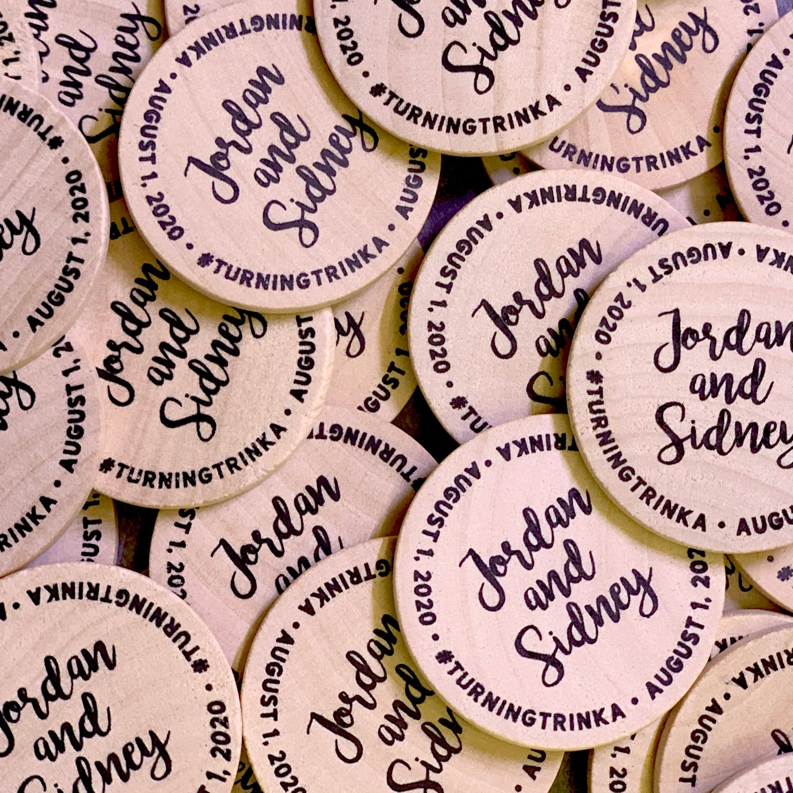 Custom Natural Wood Personalized Printed Wooden 1.5 Etsy