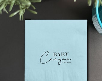 CUSTOM Printed Cocktail Napkins - Baby Shower - Simple and Modern - Pastel Colors - Ships within 6 Business Days - FREE U. S. SHIPPING