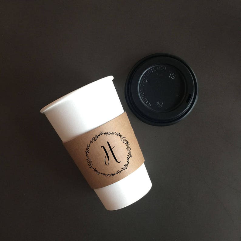 Personalized Natural Brown Kraft Coffee Sleeves Monogram Etsy