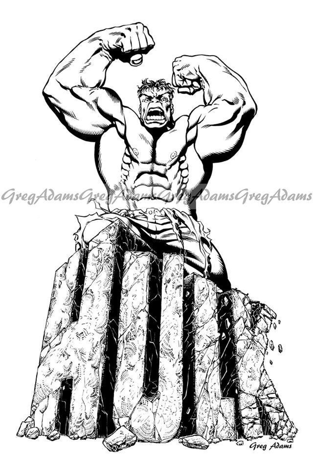 incredible hulk black and white