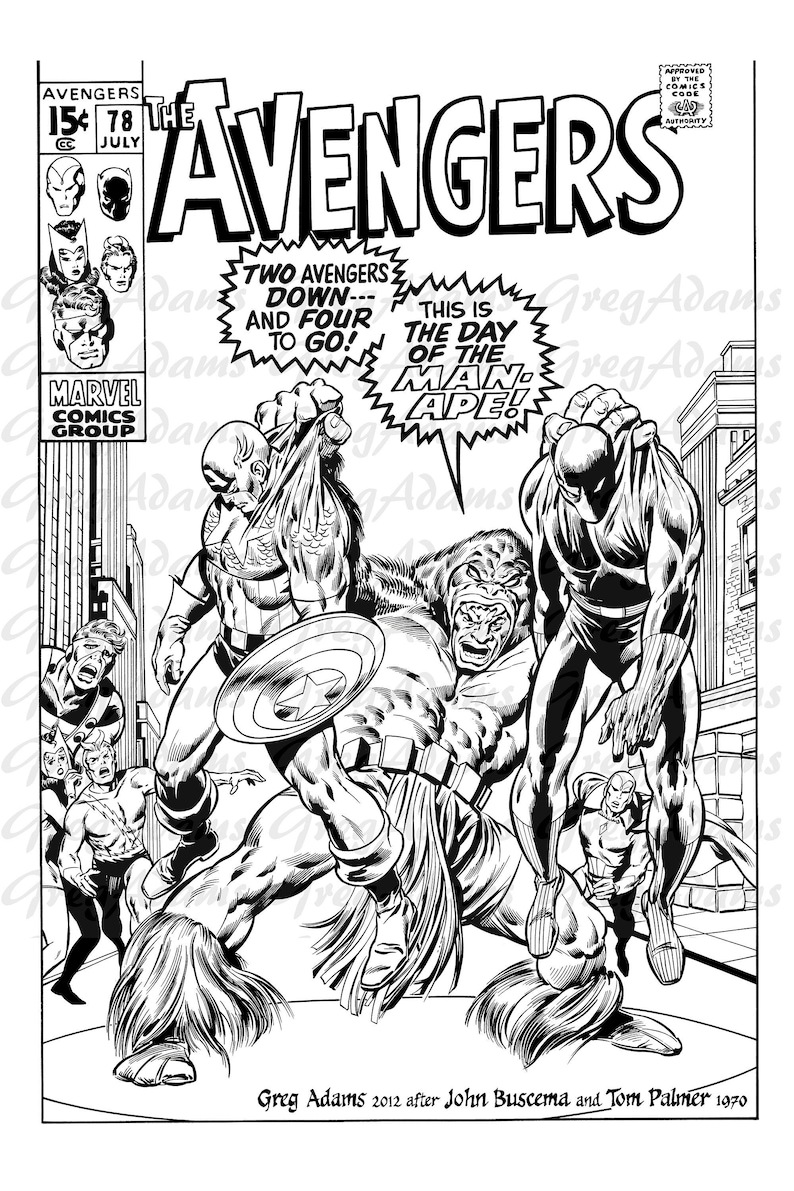 Avengers 78 Cover Recreation Original Art Print Penciled Etsy