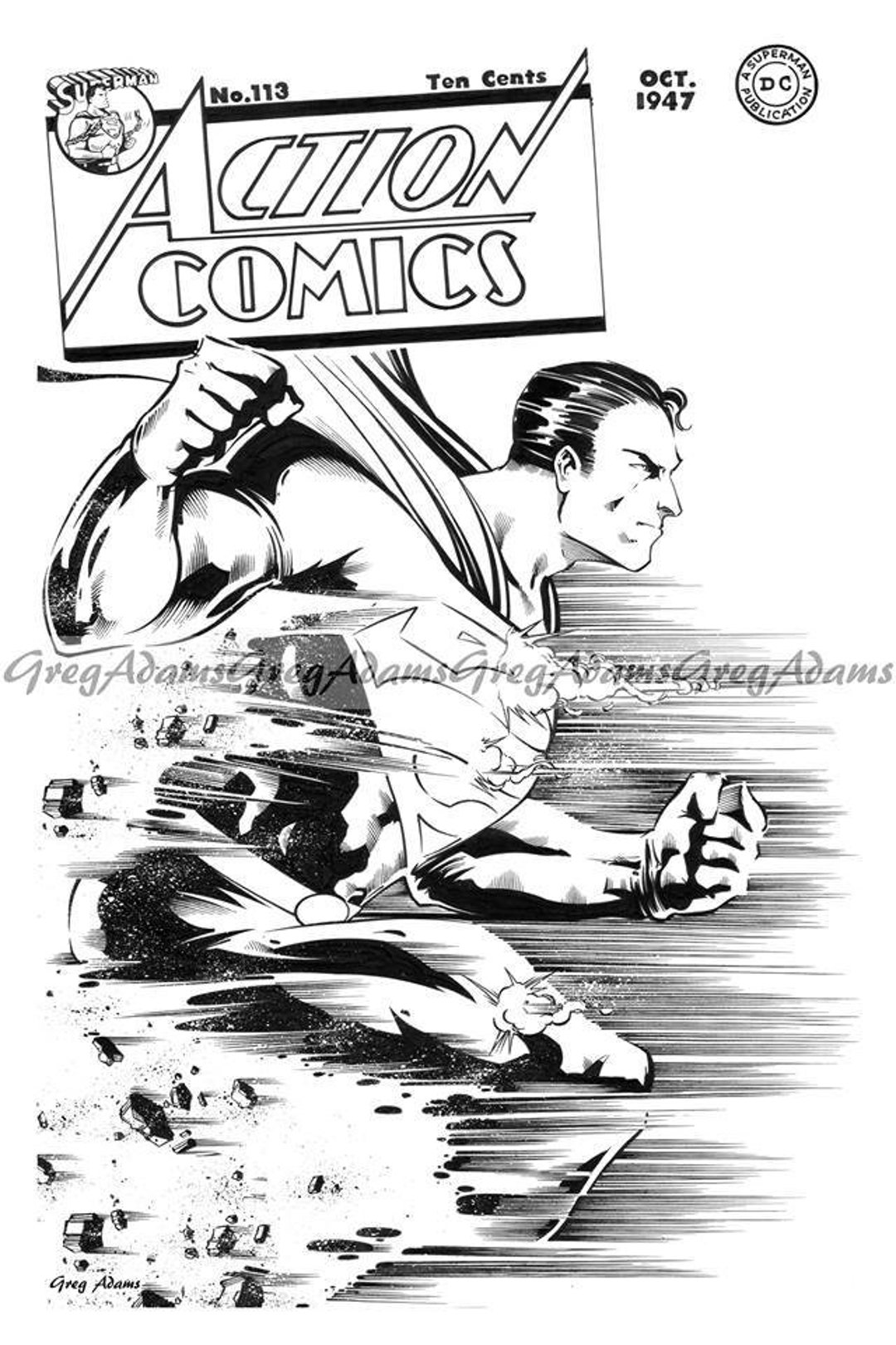 Superman 12x18 Coming Through A Hail of Bullets Action Comics Art Print-  Signed by Greg Adams Marvel/dc Artist/inker B\u0026W Print - Etsy, image size:1080x1620
