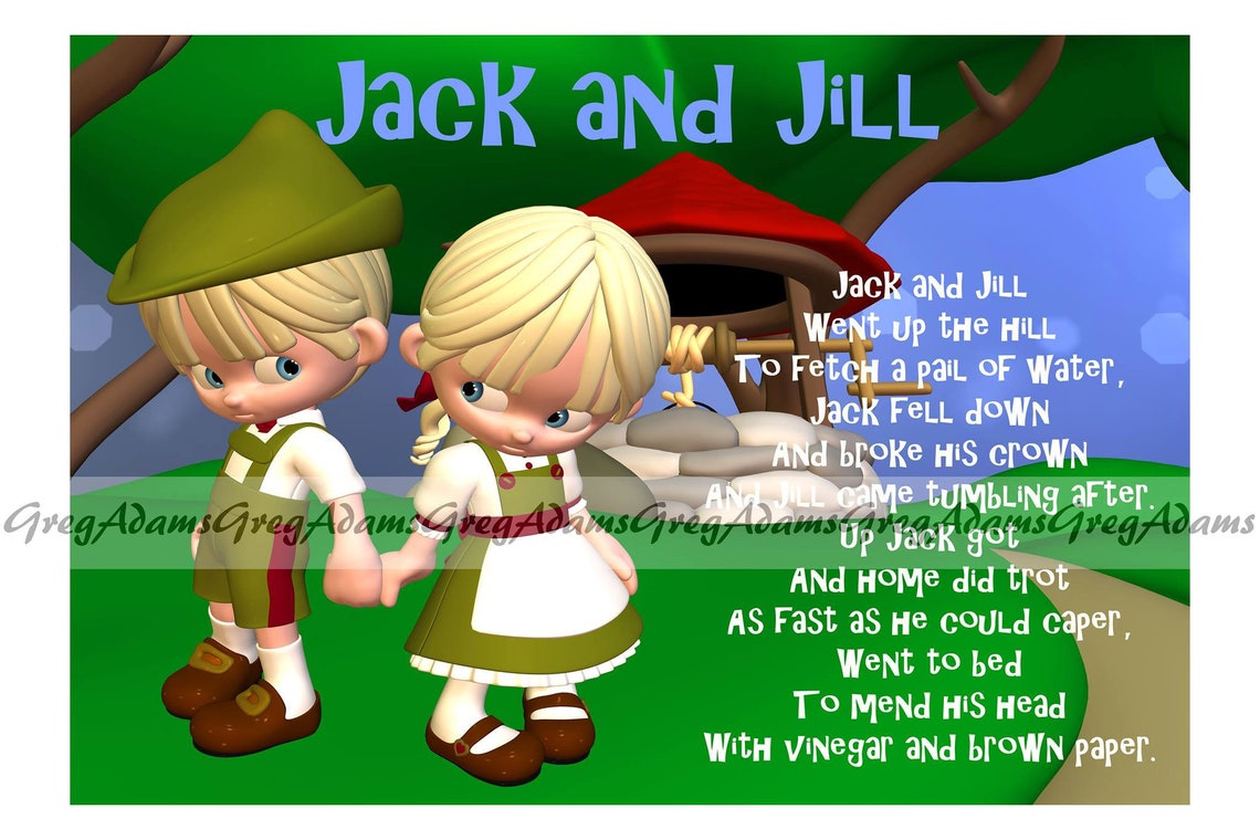 Cute Playful Jack and Jill With Poem for Playroom or Etsy