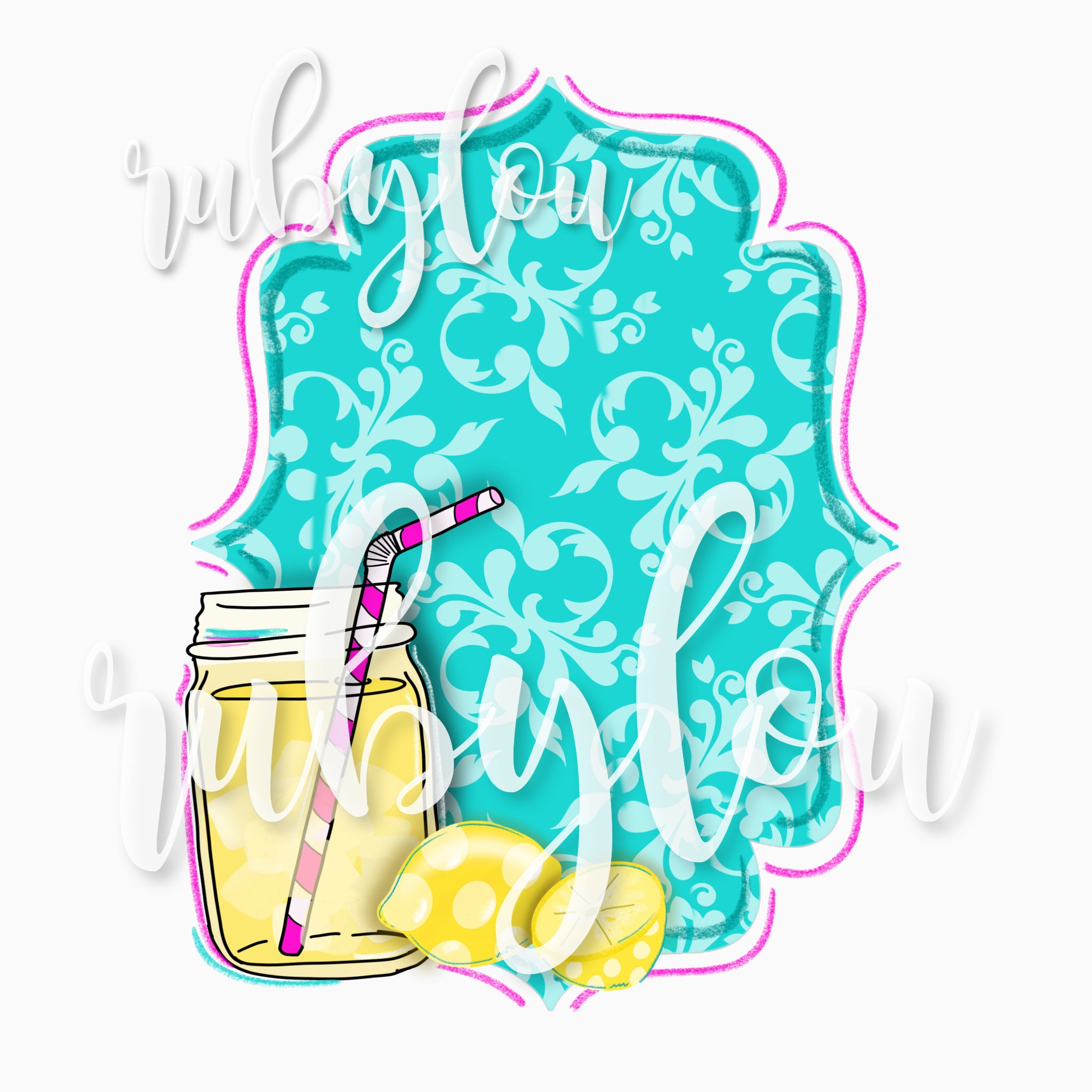 Lemonade frame blank lemon lemonade mason jar digital Etsy