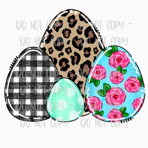Mixed Pattern Eggs | Easter floral plaid dots leopard hand drawn digital download | Sublimation designI Printable Artwork I Digital File