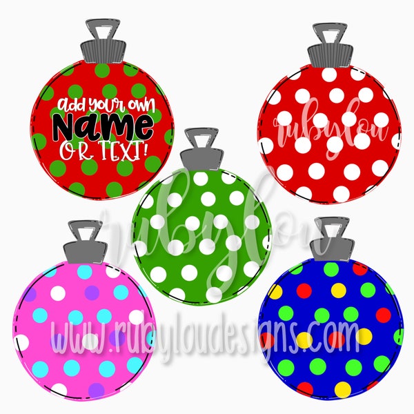 Christmas Ornament BUNDLE polka dots | digital download || hand painted PRIMARY colorsI Printable Artwork I Digital File