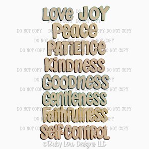 Fruits of the Spirit / Christian neutrals doodle download digitale disegnato a mano / Design sublimazioneI File digitale stampabile I