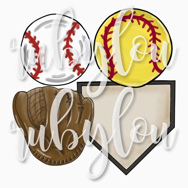 BASEBALL SOFTBALL Bundle  home plate home base ball glove  || digital download | Printable Artwork I Digital File