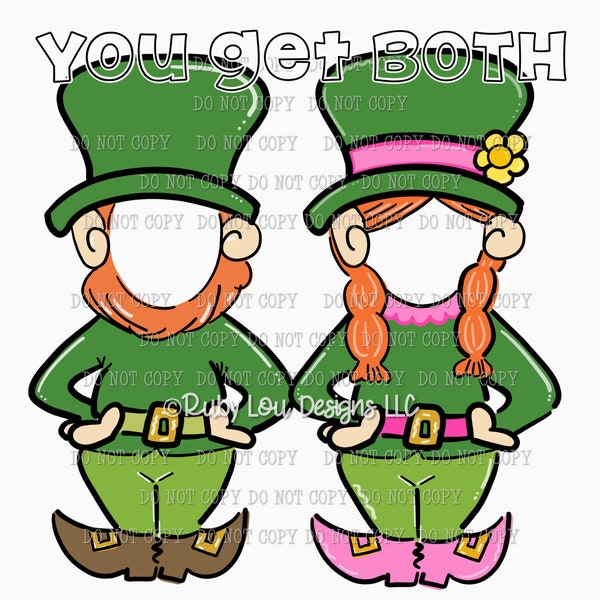 Leprechaun girl boy Faceless | add your photo | teacher classroom decor St Patrick’s day hand drawn digital download | Sublimation design