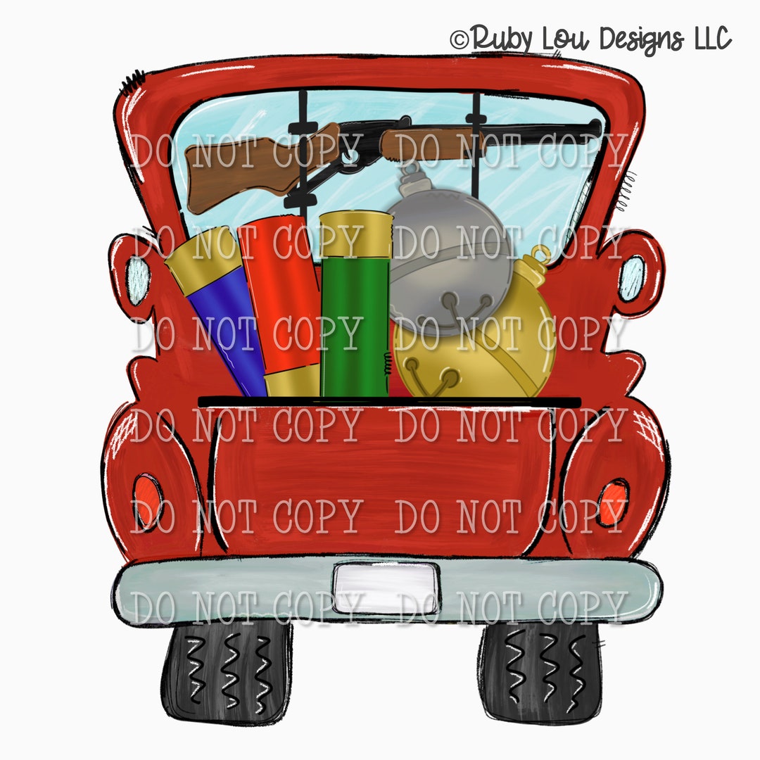 Jingle Bells Shotgun Shells Vintage Truck Hand Drawn Digital Download