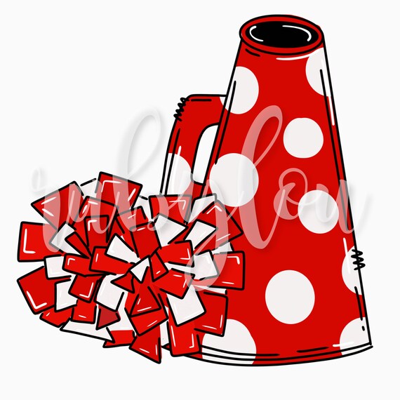 Cheer poms megaphone red white digital download cheerleader Etsy