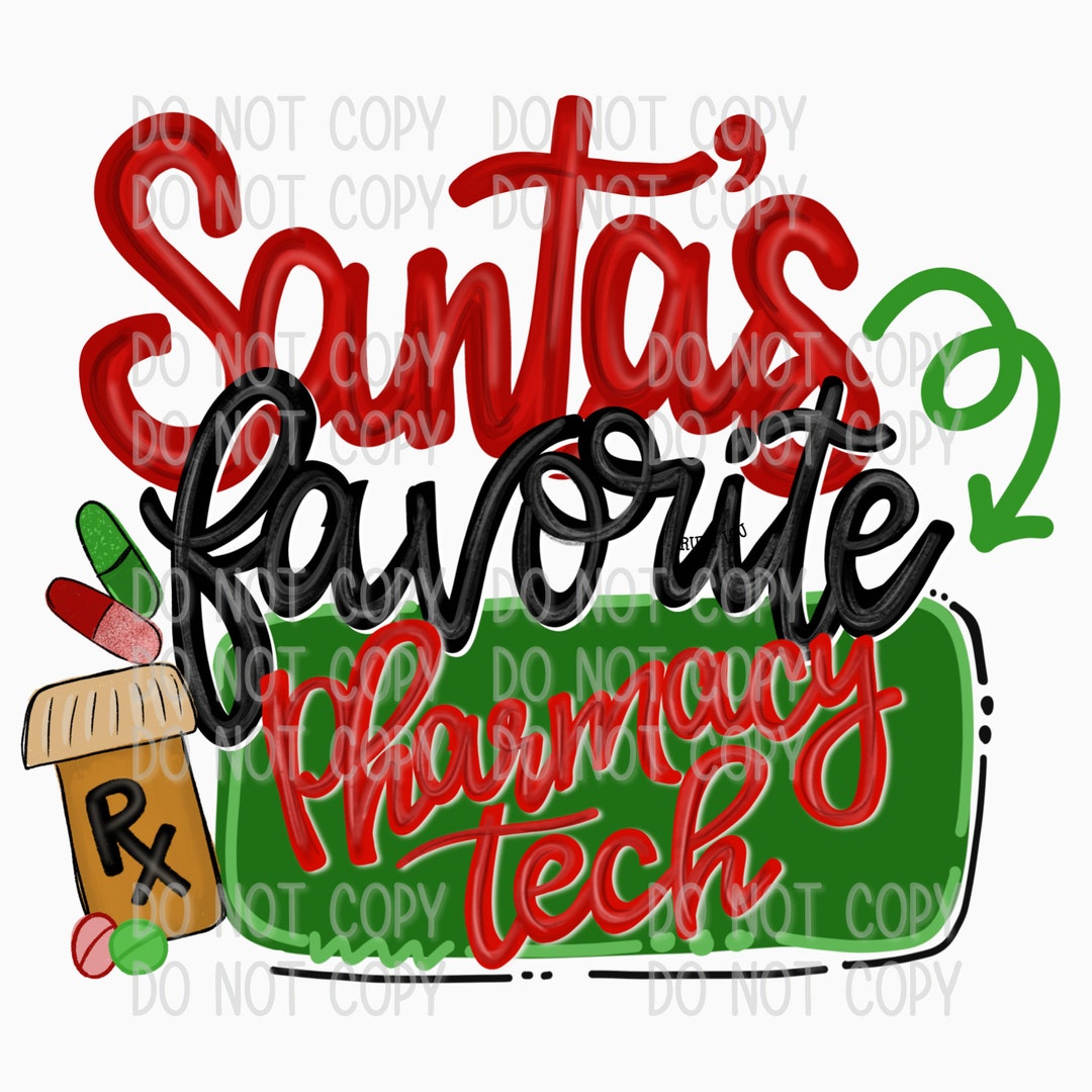 Santas Favorite Pharmacy Tech Christmas Hand Drawn Digital Download ...