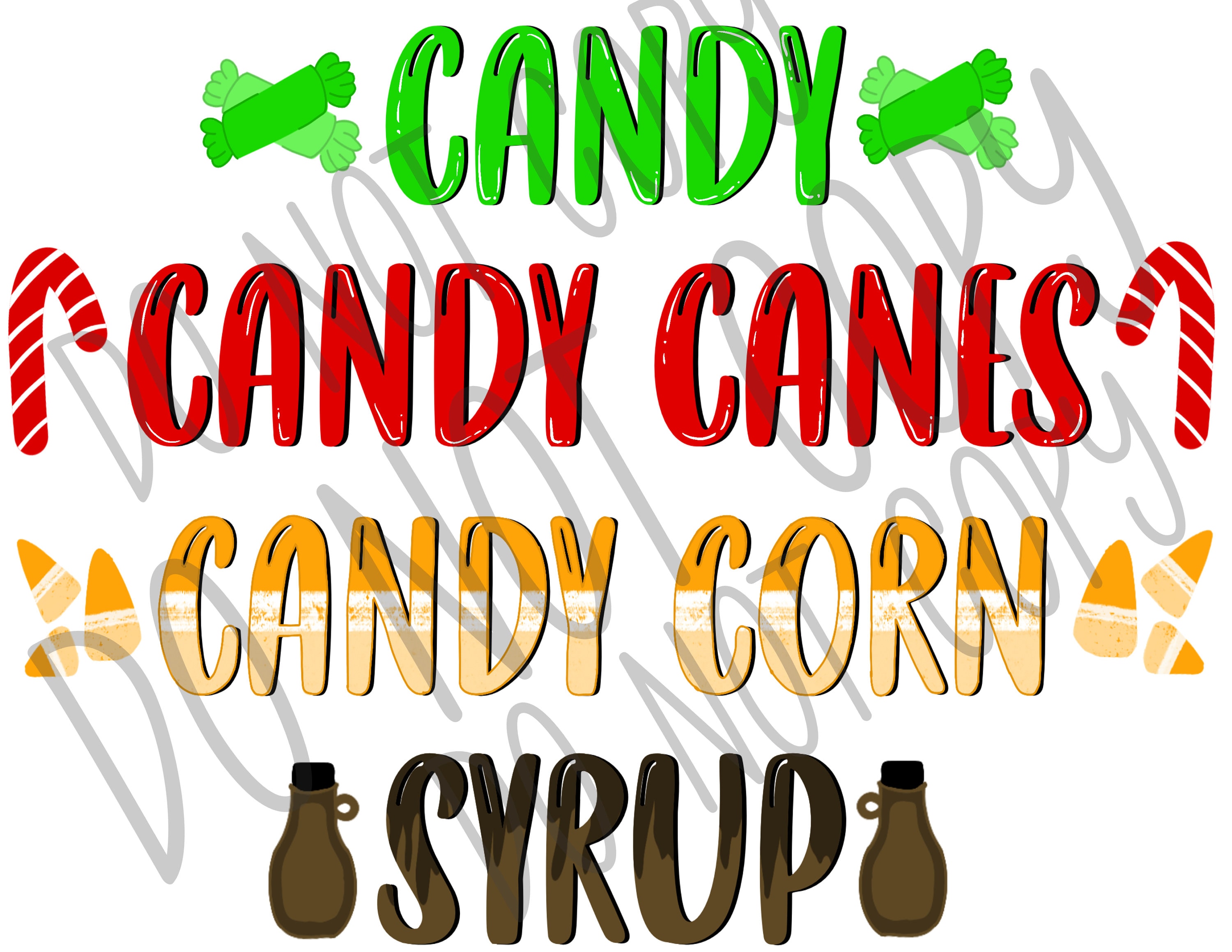 Candy Candy Canes Candy Corn Syrup hand drawn digital Etsy