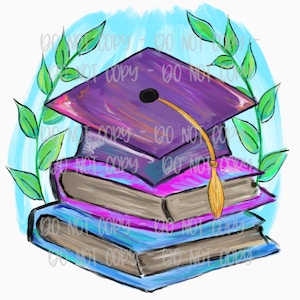 Afstuderen olieverfschilderij | Grad Cap boeken afgestudeerde verf | digitale download | Sublimatie designI afdrukbare artwork ik digitaal bestand