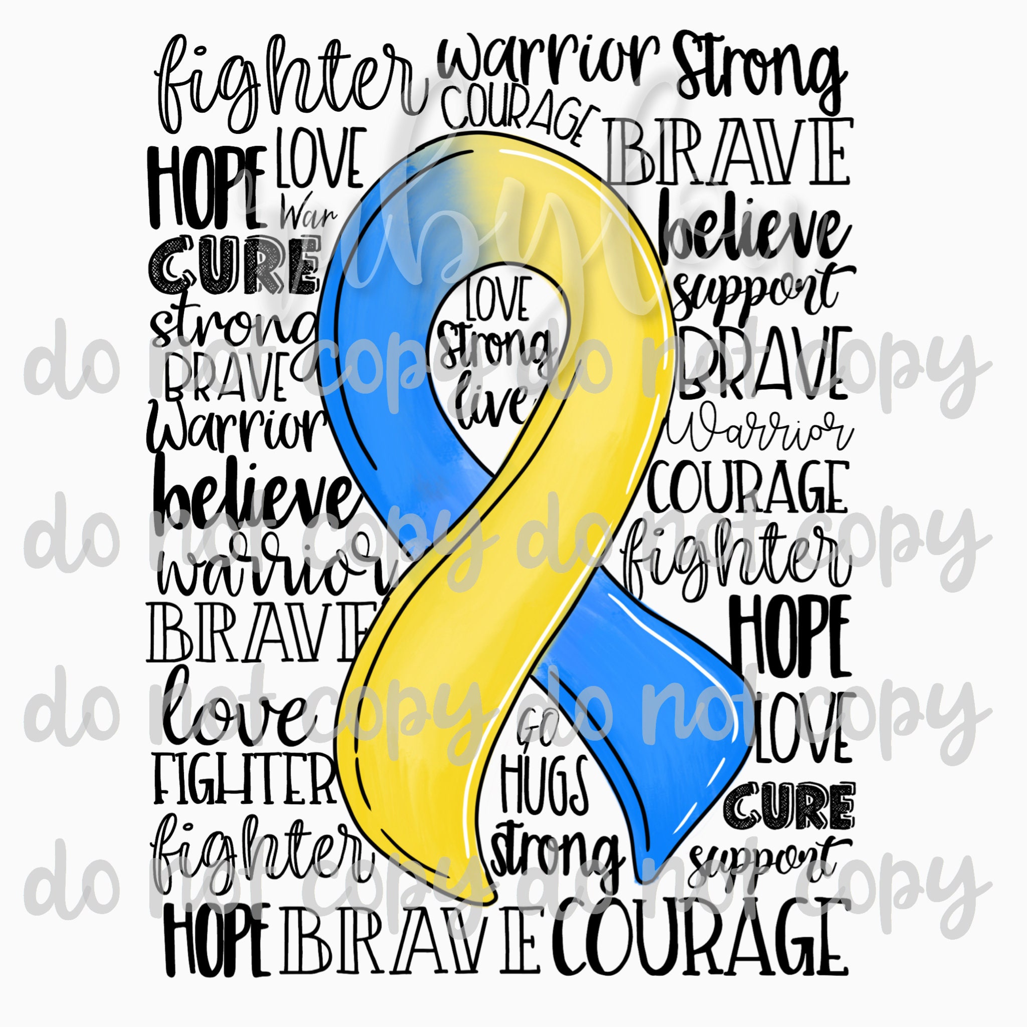 AWARENESS Ribbon Blue and Yellow RIBBON Digital Download Etsy