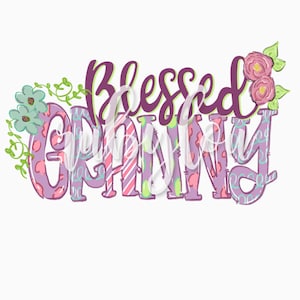 Gesegnete Oma floral | Doodle-Briefe | Sublimation Design handgezeichnet I Printable Artwork I Digital File