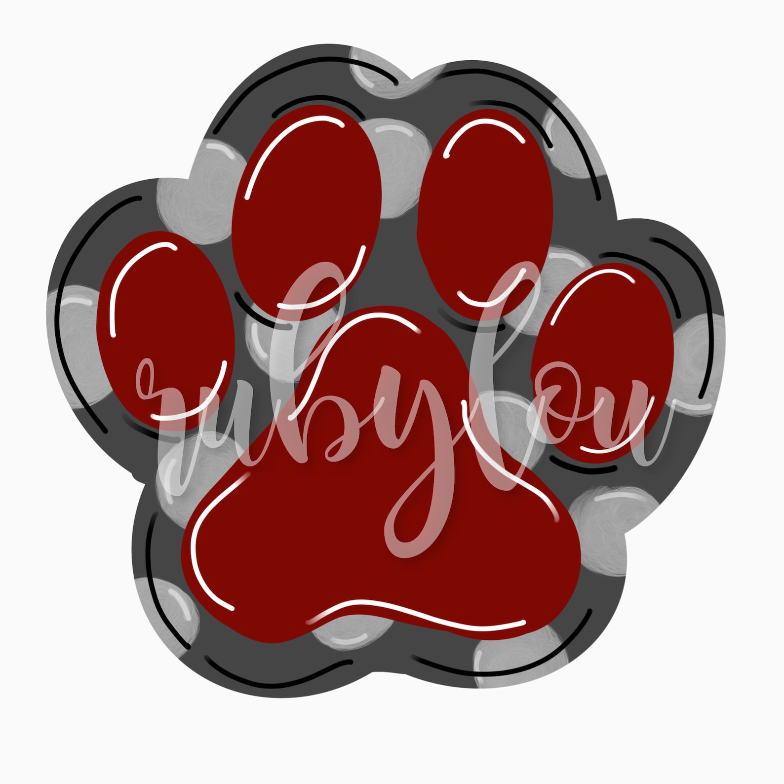 Cute Hand Drawn Paw Print Maroon Burgundy Gray Sublimation - Etsy