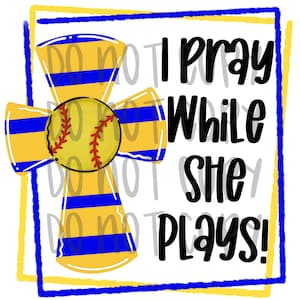 Prego mentre gioca / Yellow Blue Softball / download digitale disegnato a mano / Disegno a sublimazione / Stampabile Disegno I File digitale