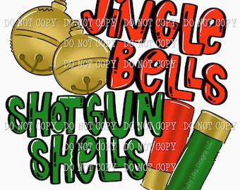 Jingle Bells Shotgun Shells | hand drawn digital download | Sublimation design | Printable Artwork I Digital File