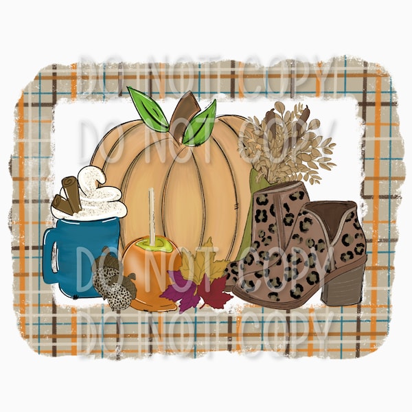 All Things AUTUMN PNG digital download || Pumpkin Booties Leopard Coffee Caramel Apple Acorn ||Printable Artwork I Digital File