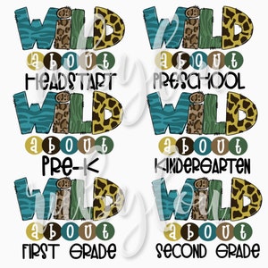 WILD About School 11er PAKET! | Handgezeichnetes Sublimationsbündel | Dschungel | Sublimationsdesign handgezeichnet | Druckbar | Digitale Datei