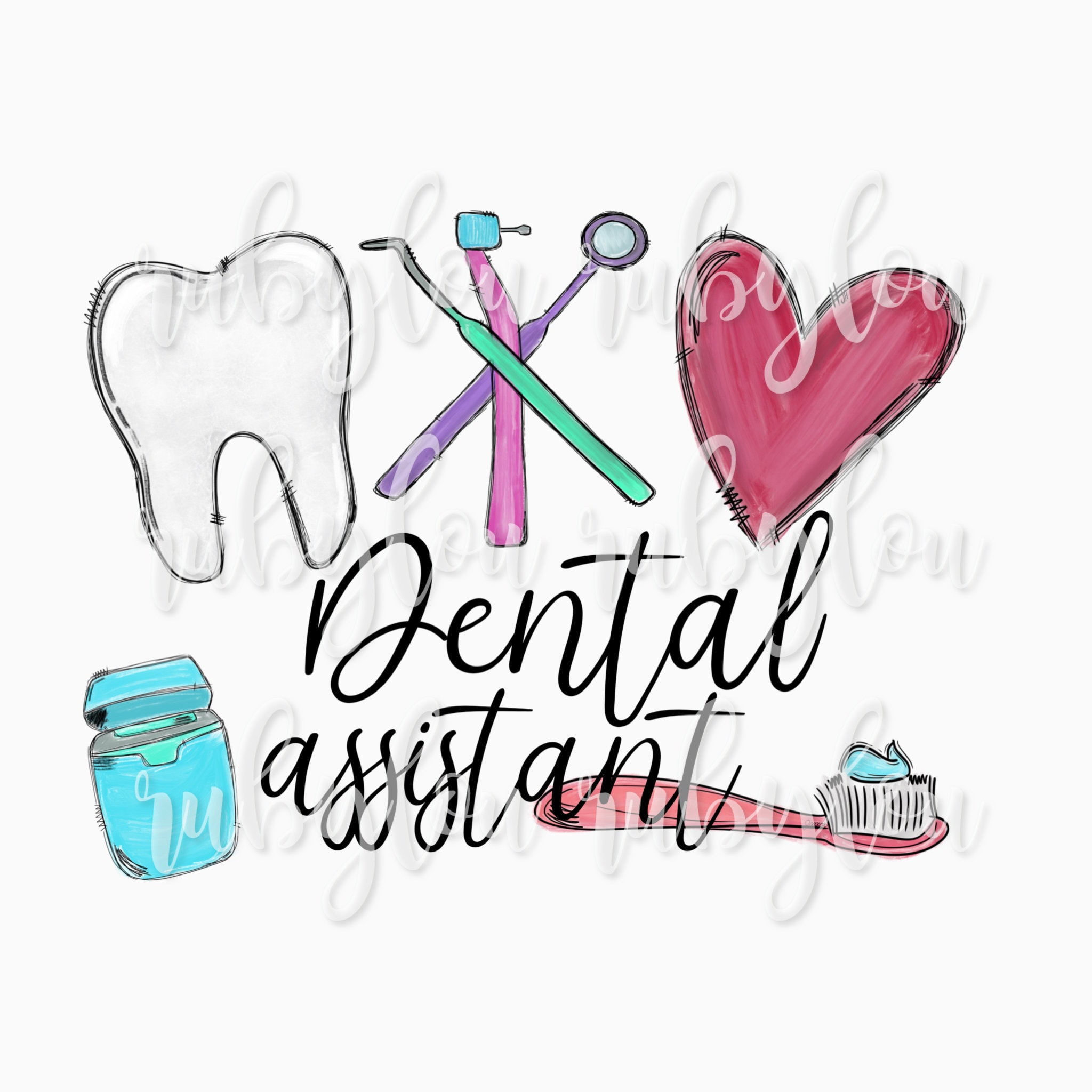 Asistente dental PNG / Dibujado a mano // acuarela descarga Etsy México