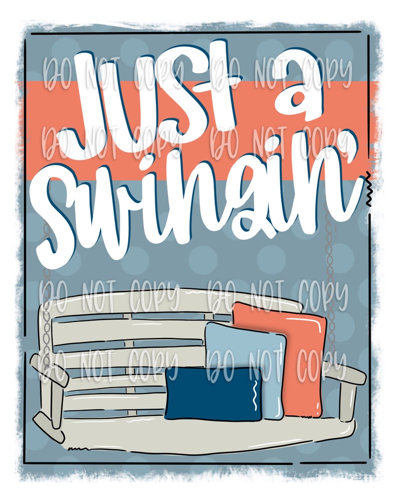 Just a Swingin Porch Swing Hand Drawn Digital Download Etsy