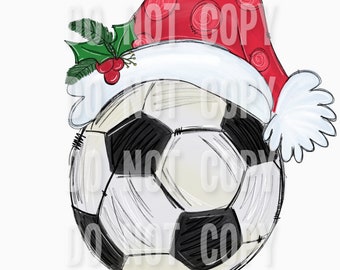 Soccer SANTA Hat hand painted PNG | sublimation design | digital download | Hand painted  | PNG Printable Artwork I Digital File