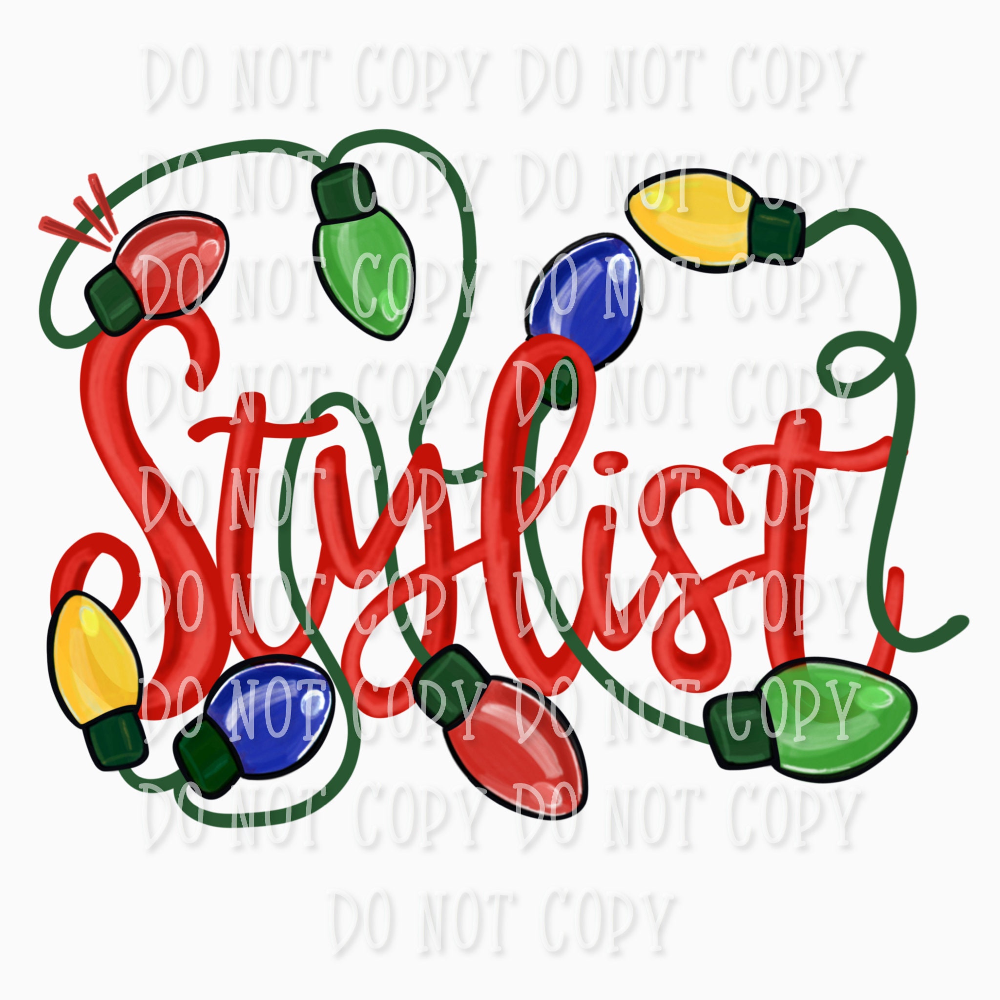 Stylist Christmas Lights lights hand drawn hand lettered Etsy